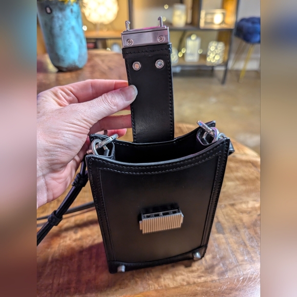 Black Charles & Keith Winslet Belted Phone Pouch Purse Mini Bag - Picture 10 of 14